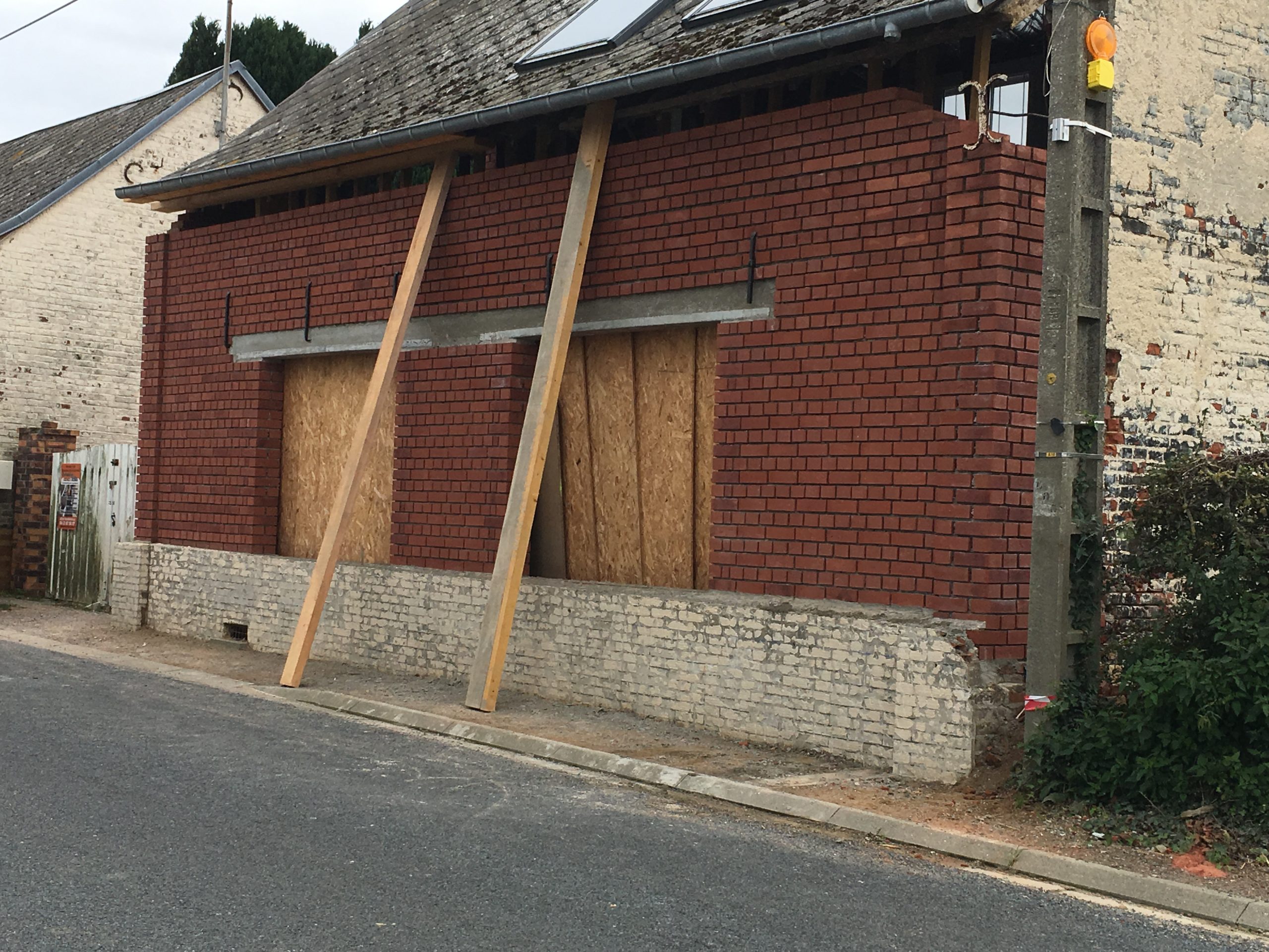 Detail pose briques construction